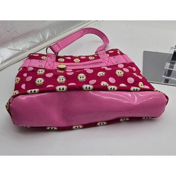 Pink Polka Dot Emoji Tote Bag With Smiley Charm - Picture 7 of 7